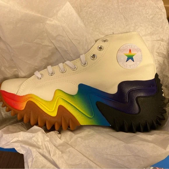 LAST PAIR!  CONVERSE RUN STAR MOTION PLATFORM PRIDE - Picture 7 of 8